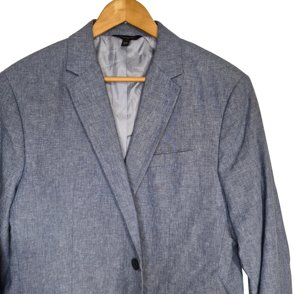 Banana Republic Blazer Mens 44R Slim Fit Blue Linen Cotton Sport Coat Summer